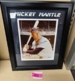 MICKEY MANTLE SIGNED AND FRAMED PHOTO ,