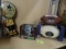 DALLAS COWBOY MEMORABILIA: CLOCK, MINI HELMET & (2) FOOTBALLS