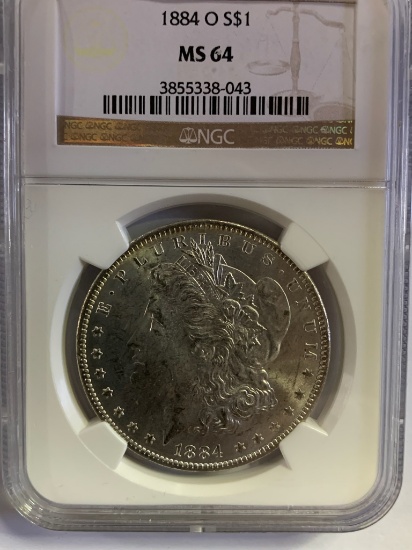 NGC GRADED MS64 1884-O MORGAN SILVER DOLLAR