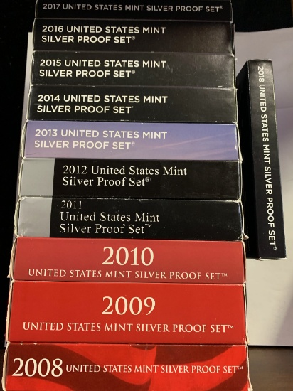2008-2018 U.S. MINT SILVER PROOF SETS