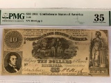 PMG GRADED 35 1861 $10 CONFEDERATE STATES OF AMERICA