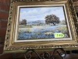 OIL ON CANVAS, UNSIGNED BLUE BONNET LANDSCAPE