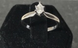 14KT WHITE GOLD AND DIAMOND SOLITAIRE RING