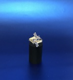 10KT GOLD, TANZANITE AND DIAMOND RING, SIZE 5.5