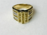 14KT  GOLD, TOPAZ AND DIAMOND BAND: