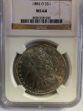 NGC GRADED MS64 1884-O MORGAN SILVER DOLLAR