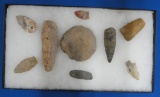 COLLECTION OF 9 NATIVE AMERICAN POINTS AND SCRAPERS