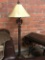 CAST IRON BASE STANDING LAMP WITH FAUX COWHIDE SHADE