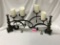 IRON  4 LITE CANDLEABRA AND 2 WOOD CANDLE STICKS