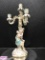 SINGLE 19TH CENTURY MEISSEN PORCELAIN THREE BRANCH CANDELABRA