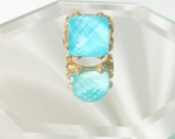 STEPHEN WEBSTER 18KT YELLOW GOLD AND TURQUOISE WITH QUARTZ RING