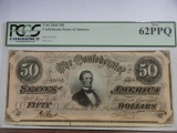 PCGS GRADED NEW 62 PPQ T-66 1864 $50 CSA NOTE