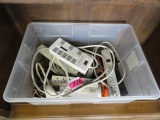 TUB OF EXTENSION CORDS AND POWER STRIPS