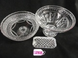 2 WATERFORD CRYSTAL BOWLS AND BUTTER DISH