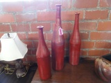 (3) LARGE RED POTTERY BOTTLES