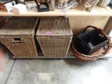 2 BASKET HAMPERS, LARGE BASKET AND ONE STORAGE BOX