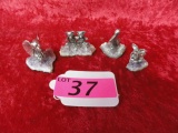 (4) PEWTER ANIMALS ON AMETHYST CRYSTALS