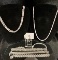 2 STERLING SILVER CHAINS AND 3 STERLING SILVER CHAIN BRACELETS
