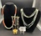 (3) STRANDS OF SEED PEARL AND GEMSTONE NECKLACES: