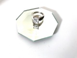 STERLING AND WHITE TOURMALINE RING AND PENDANT