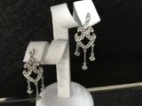 PAIR OF 10KT WHITE GOLD AND DIAMOND CHANDLIER EARRINGS