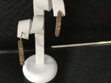 10KT GOLD AND DIAMOND IN AND OUT HOOP EARRINGS