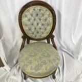 VICTORIAN SLIPPER CHAIR, ROSE WOOD CREST WITH TUFTED BACK