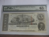 PMG GRADED $20 1863 CONFEDERATE STATES OF AMERICA, CHOICE UNCIRCULATED 63 EPQ