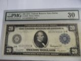 PMG GRADED $20 1914 FEDERAL RESERVE NOTE, DALLAS,