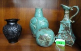 LOT OF CONTEMPORARY TURQUOISE & BROWN  & BLACK DÉCOR