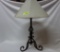 IRON BASE TABLE TOP LAMP WIT FAUX COWHIDE SHADE