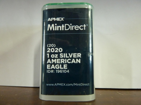 SEALED ROLL OF (20) 2020 1 OZ SILVER AMERICAN EAGLE COINS