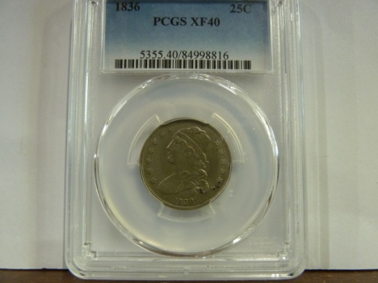 PCGS GRADED XF40 1836 CAPPED BUST 25¢