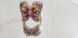 14KT GOLD AND GEMSTONE BUTTERFLY RING
