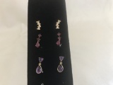 3 PAIR OF GOLD AND GEMSTONE EARRINGS