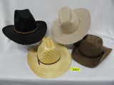 4 COWBOY HATS:STYLE BUCKSKIN, ALL SIZE 7 5/8