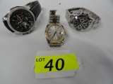 3 REPRODUCTION DESIGNER WATCHES: (2) ROLEX & (1) BREITLING