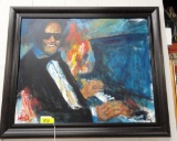 OIL ON CANVAS OF RAY CHARLES, SIGNED WARD