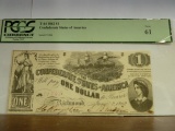 PCGS GRADED NEW 61 T-44 1862 $1 CONFEDERATE STATES OF AMERICA NOTE