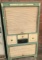 VINTAGE GREEN AND WHITE KITCHEN CABINET WITH TMBOUR DOORS