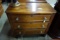 ANTIQUE MAHOGANY 3 DRAWER CHEST WITH GLASS PULLS