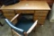 OAK DESK, (9) DRAWERS, WITH CHAIR