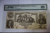 PMG GRADED EXTREMELY FINE 40, $20 1861 CONFEDERATE STATES OF AMERICA