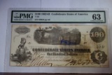 PMG GRADED CHOICE UNCIRCULATED 63 $100 1862-63 CONFEDERATE STATES OF AMERICA