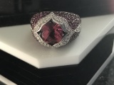 18KT WHITE GOLD, AMETHYST AND PINK TOPAZ RING