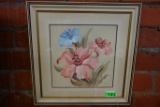 F. SHERBERL. WATERCOLOR ON PAPER OF FLOWERS, 15X15