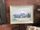 DOROTHY PATTERSON, OIL ON CANVAS, WINTER MOUNTAIN LANDSCAPE, 16X23