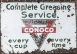 CONOCO GREASING SERVICE ENAMEL SIGN