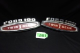 PAIR OF FORD 100 TWIN I BEAM LOGOS