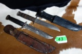2 VINTAGE WWII FIGHTING KNIVES WITH SHEATHS: